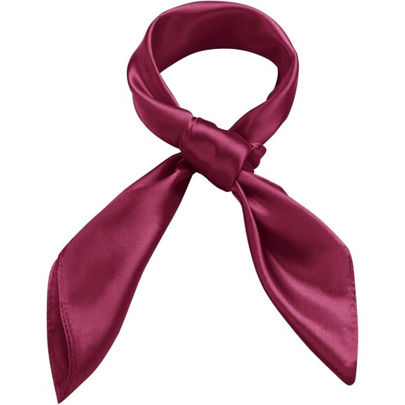 Women's Maroon Silk Feeling Scarf 23.6'' Square Satin Scarf Neck Head Bandana - Picture 1 of 7